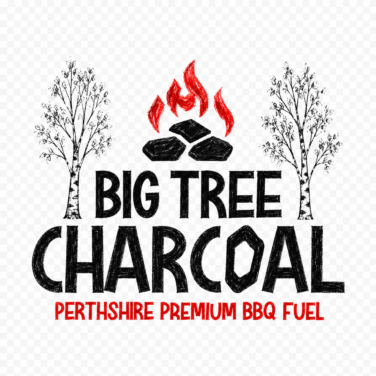 Perthshire premium BBQ fuel — Big Tree Charcoal label