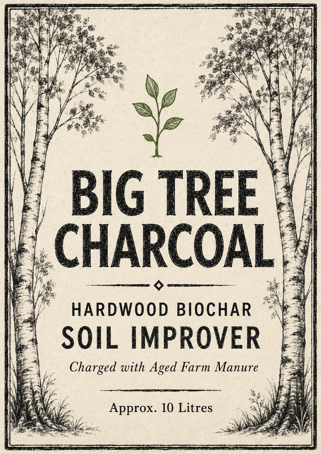 Hardwood biochar soil improver — Big Tree Charcoal label
